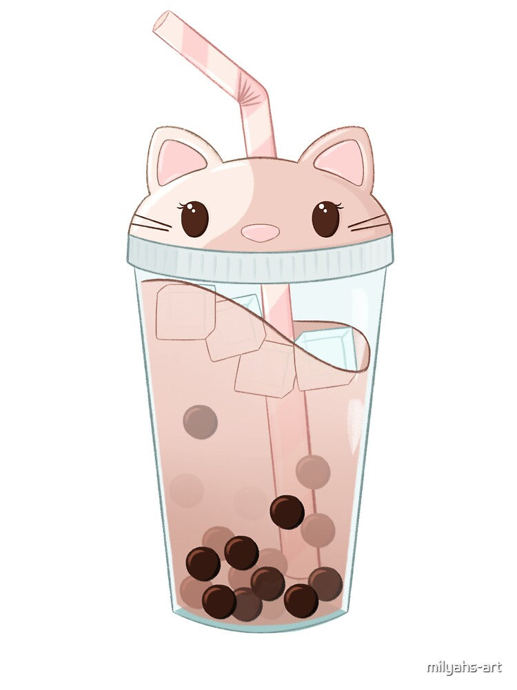 Kawaii cat boba tea by milyahs-art