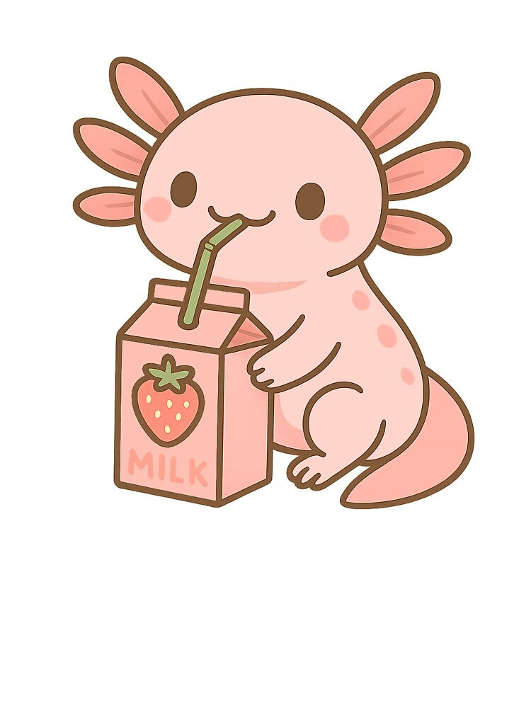 Kawaii Axolotl with Strawberry Milk by Dream Machine