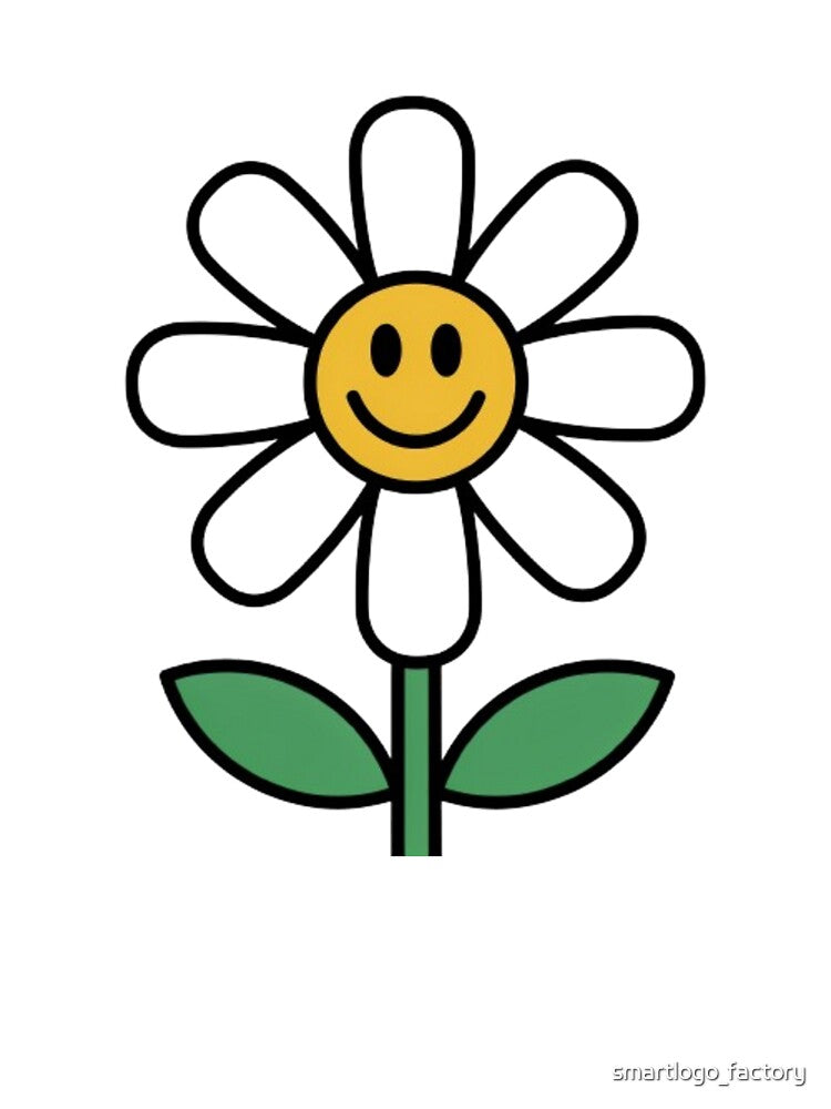 Retro Daisy Flower Power Smiley Face Graphic by smartlogo_factory