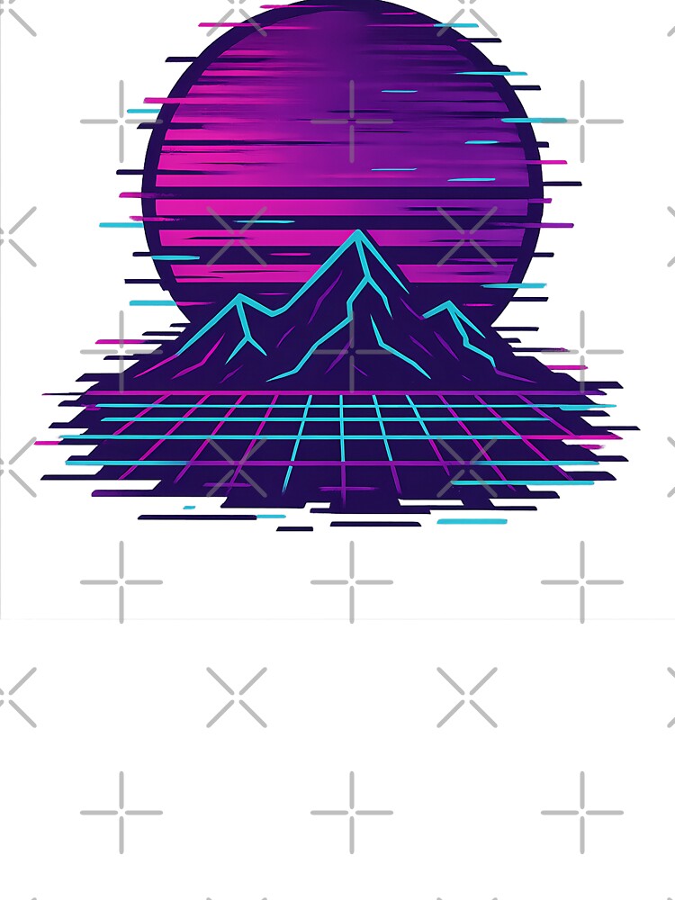 Neon Sunset Glitch – Retro Futuristic Landscape by InkMalinois