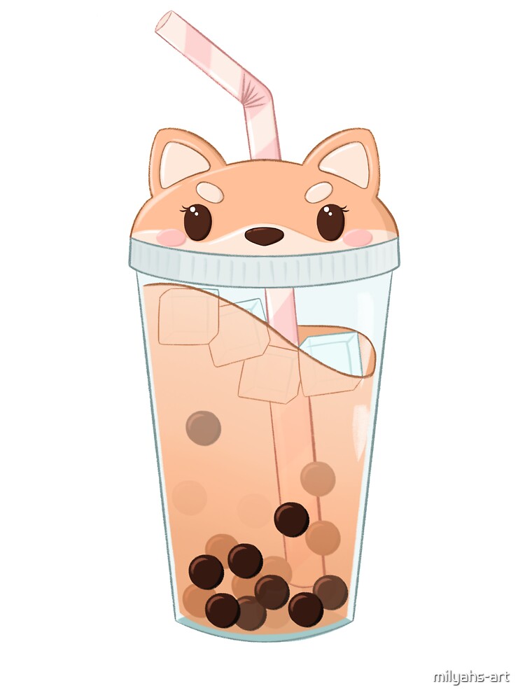 Kawaii shiba boba tea by milyahs-art
