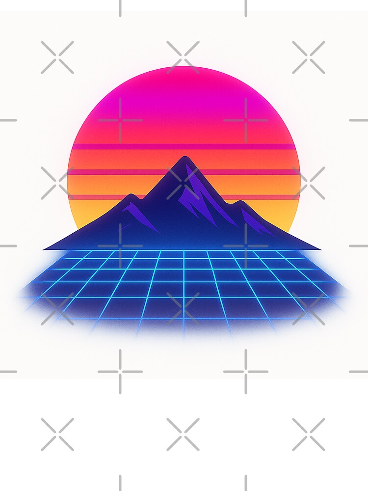 Synthwave Sunset Mountain Logo by Fernova