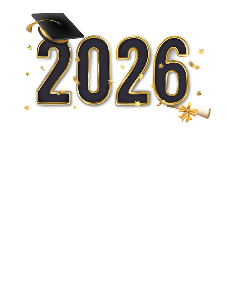 Graduate 2026 with Black Graduation Hat & Gold Star Confetti by JeweledDesigns