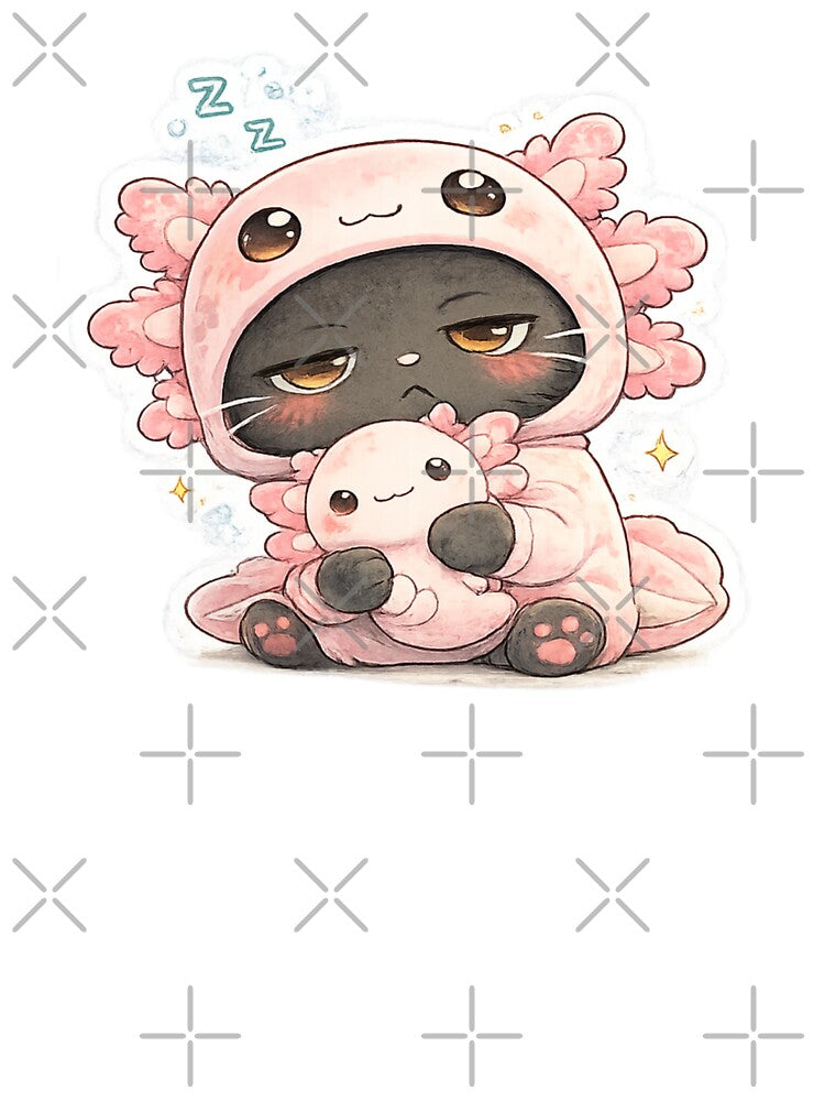 Sleepy Cat in Axolotl Outfit by Kylie’s Kanvas