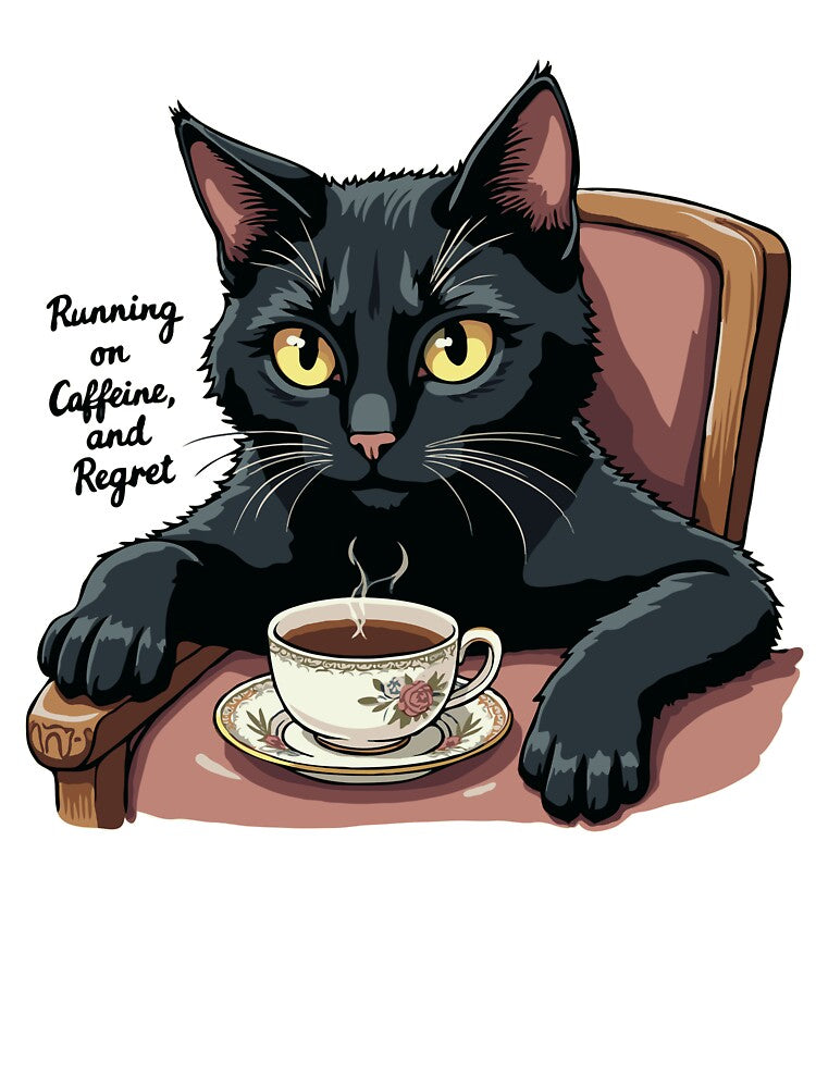 Caffeine & Regret Cat by Black Cat Merch Company