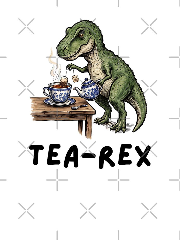 Tea-Rex: Vintage T-Rex Tea Party Line Art Sticker by Ink & Void Co.