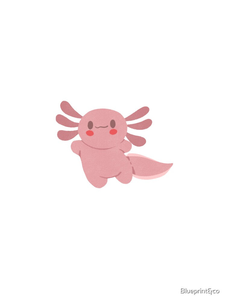 Pink Kawaii Axolotl – Cute Smiling Water Creature Sticker by Blueprint&co