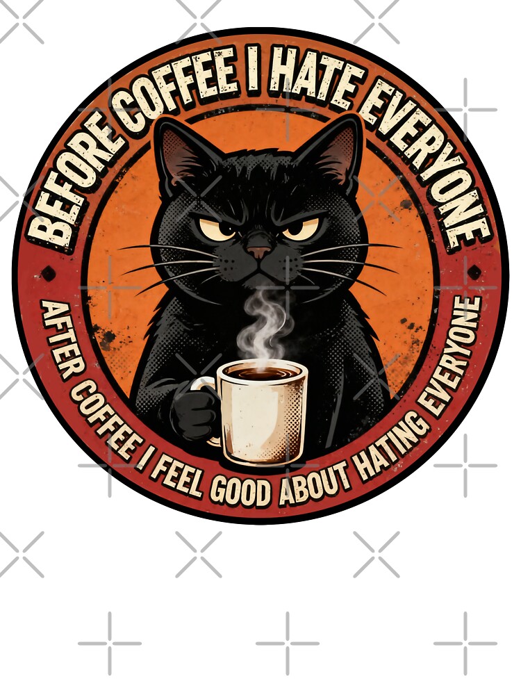 Sarcastic Coffee Cat Meme Introvert Energy Humor by DetalleXL
