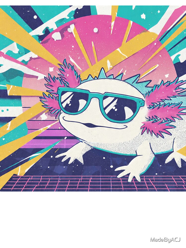 Pastel Vaporwave Axolotl – Aesthetic Retro Amphibian With Sunglasses by MadeByACJ