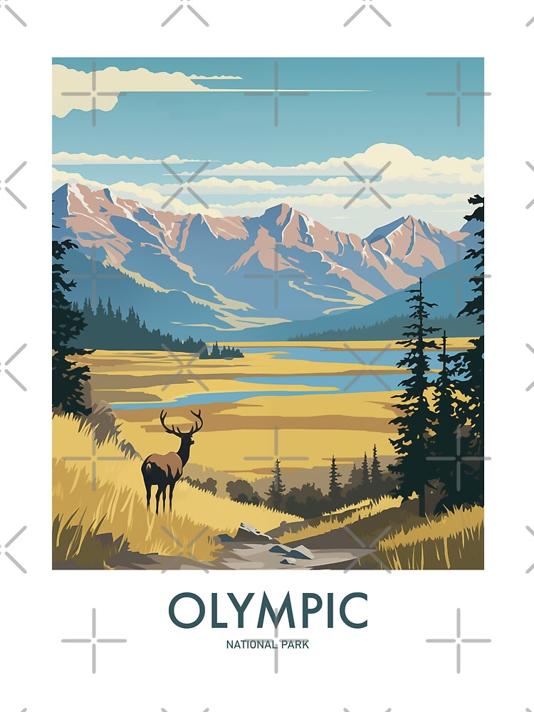Olympic National Park Mountain Landscape Travel Art by MarkedArtPrints