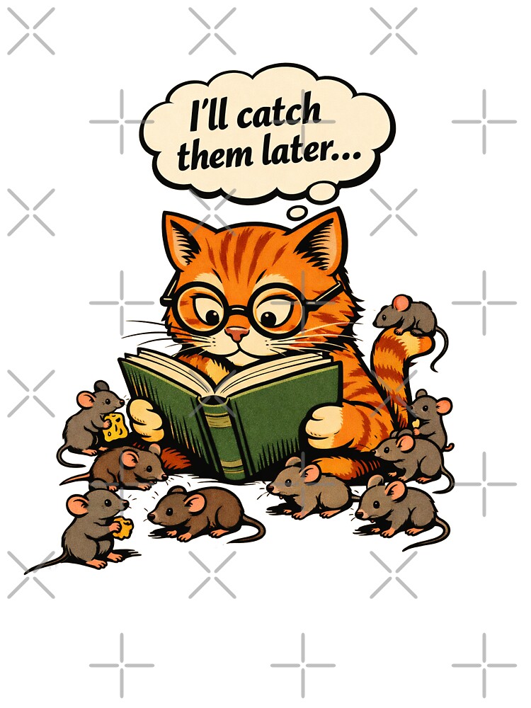 I'll Catch Them Later – Bookworm Cat by GraphicComet