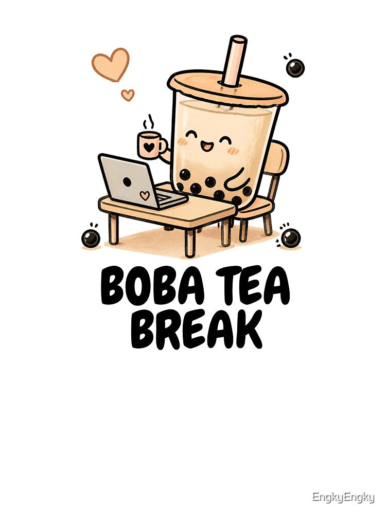 Cute Boba Tea Break Laptop Design by EngkyEngky
