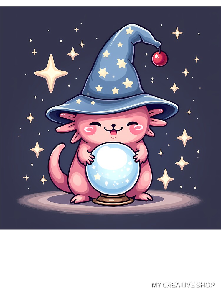 Kawaii Axolotl Crystal Ball Wizard Sticker by MY CREATIVE SHOP