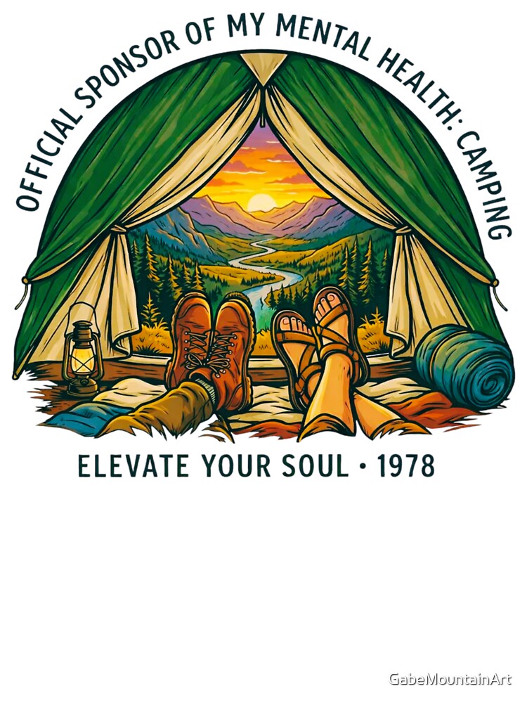 Official Sponsor Of My Mental Health Camping Vintage Design by GabeMountainArt