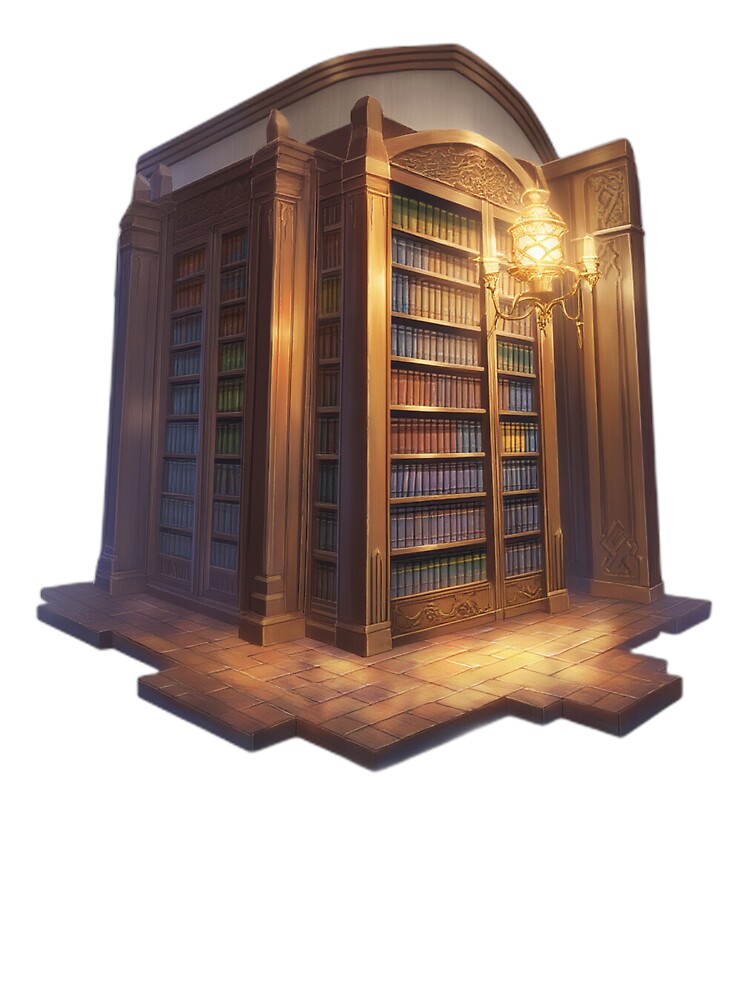 Ornate Fantasy Library Bookshelf Aesthetic by CuteKawaiiStudio