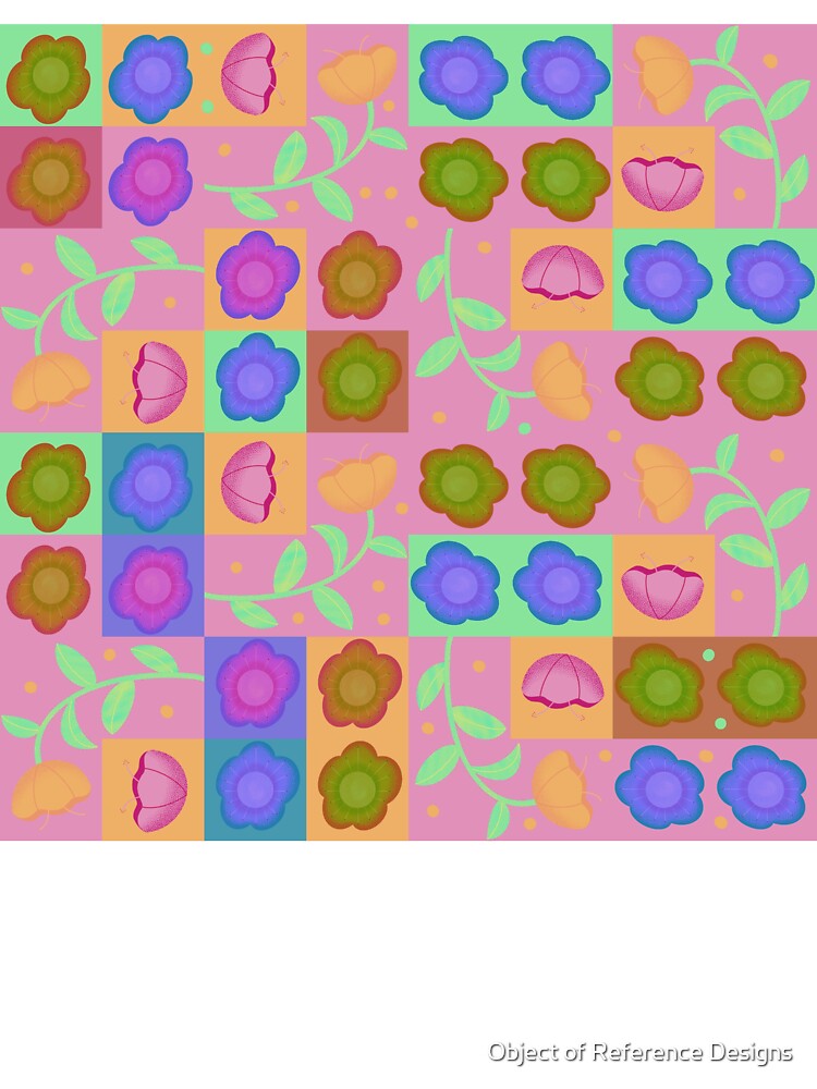 Flower Block Pattern - Vibrant Retro Vibes by Object of Reference Designs