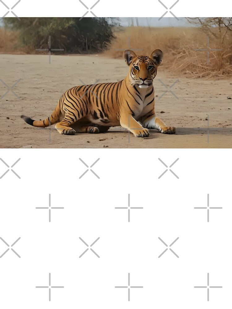 Cute Baby Tiger Cub in Desert Safari | Realistic Wildlife Animal Art Sticker by Bhaskar Digital Art