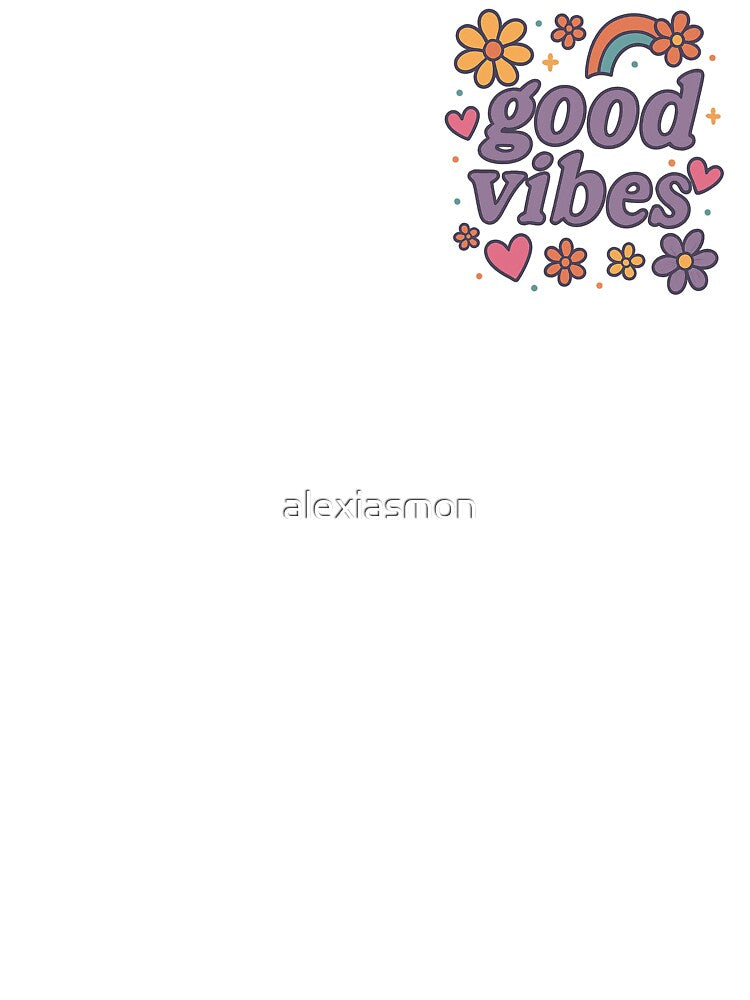 Good Vibes – Retro Rainbow & Flowers (Transparent Background) by alexiasmon