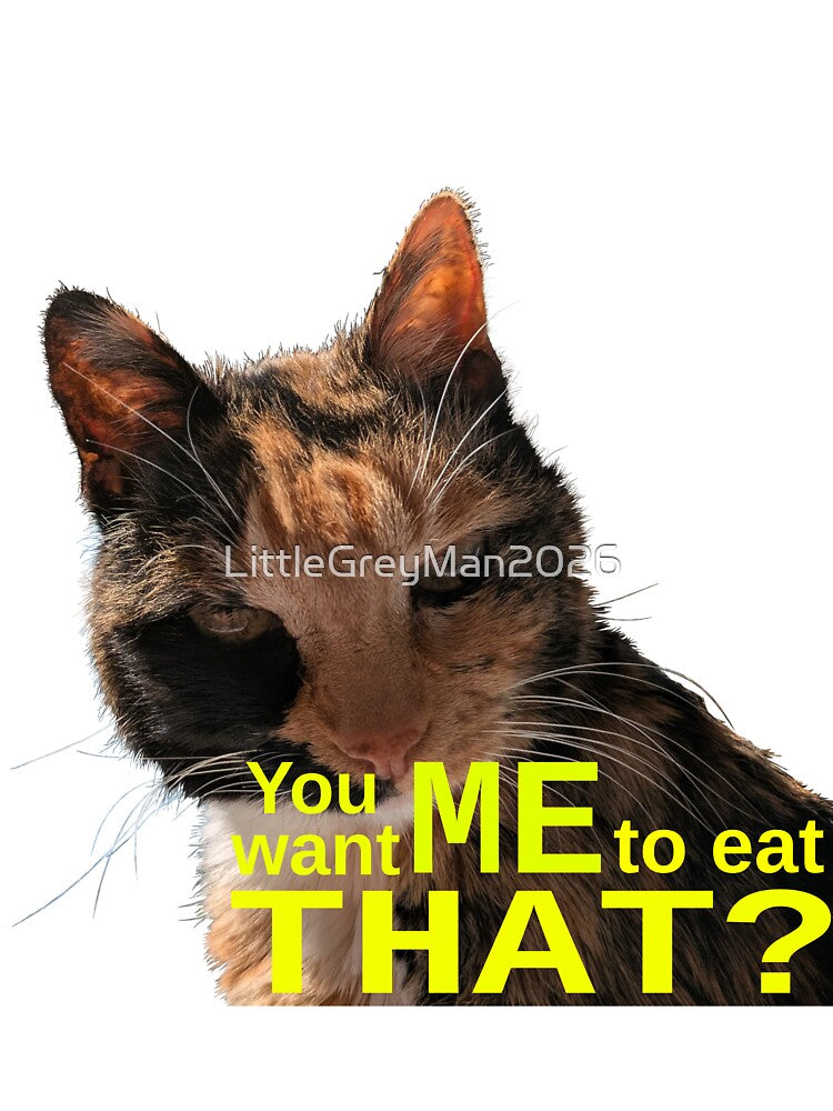 Cat asks if she is expected to eat the cheap food you just put in her bowl... by LittleGreyMan2026