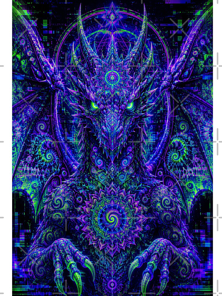 Psychedelic Fractal Mandala Dragon Glitch Art by hyperbeast store