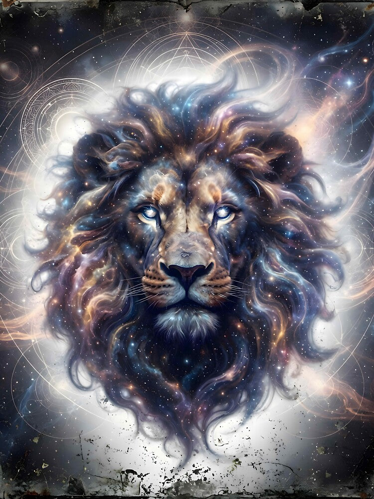 Cosmic Nebula Lion with Stardust Mane by Marcu Ioachim