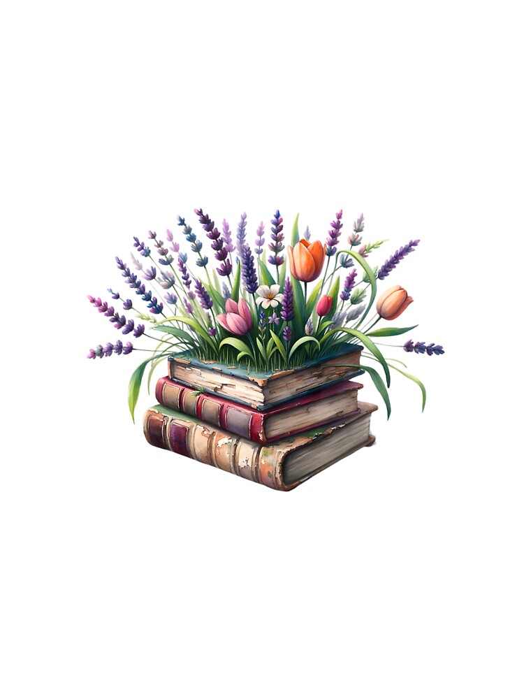 Purple Flowers on a Stack of Books by aurahealing