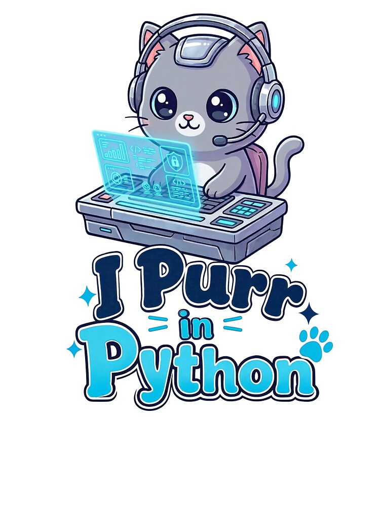Futuristic Tech Cat | Cute Chibi Hacker Kitten with Holographic Screen by MurkCraft