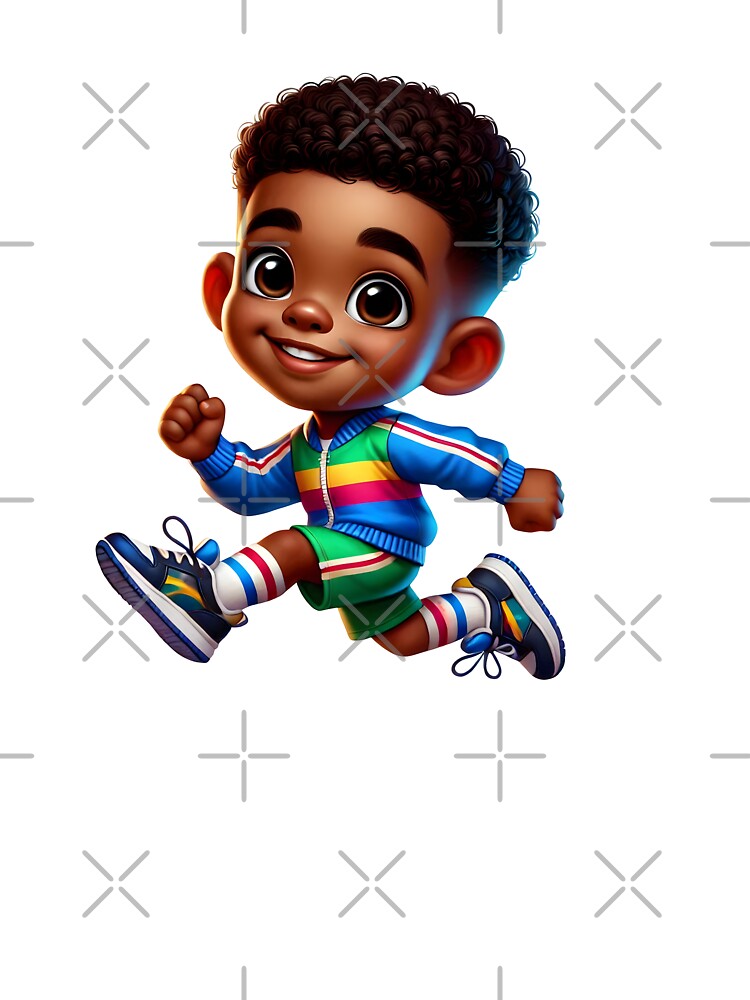 Running Black Boy Illustration – Cute African American Kids Art by Lulunza