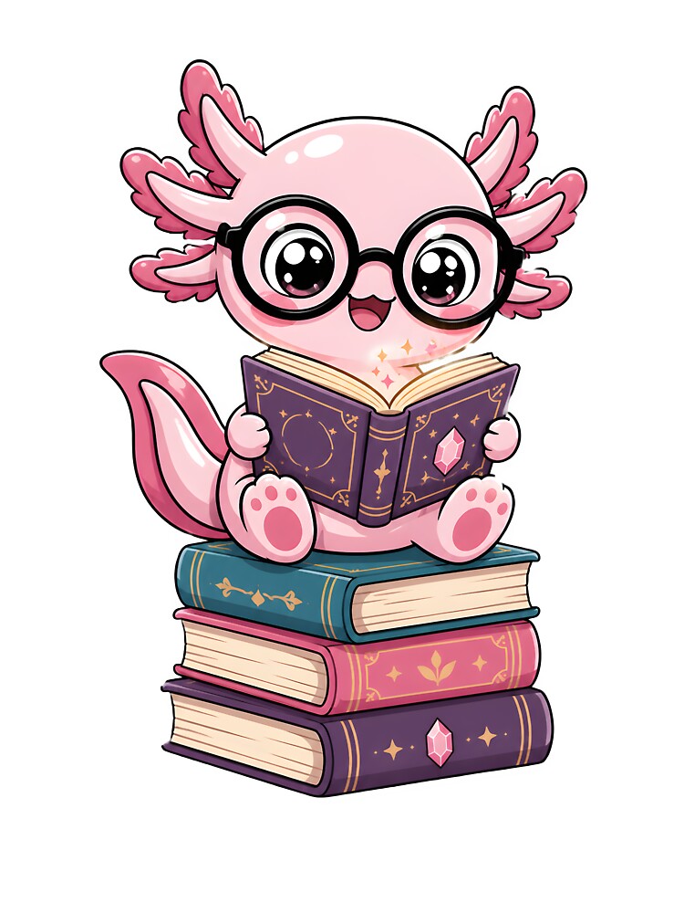 Cute Reading Axolotl Design by GenesixDesign