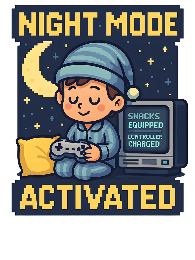 Night Mode Activated Cute Gamer Pyjamas Retro Design. by The-T-In-Retro