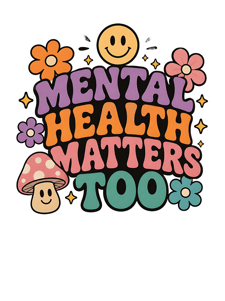 Retro Mental Health Matters Too Cute Smiley Mushroom by Jaideep Walia