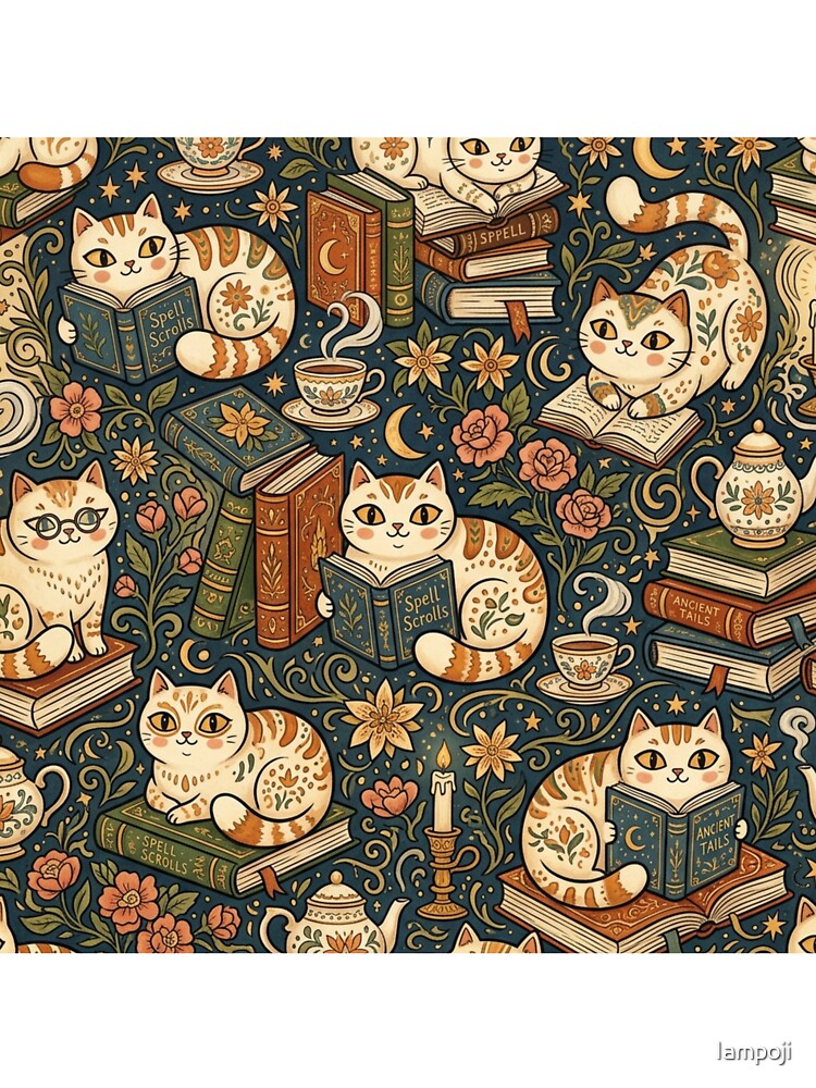 Cozy Cats Reading Books Pattern by Iampoji