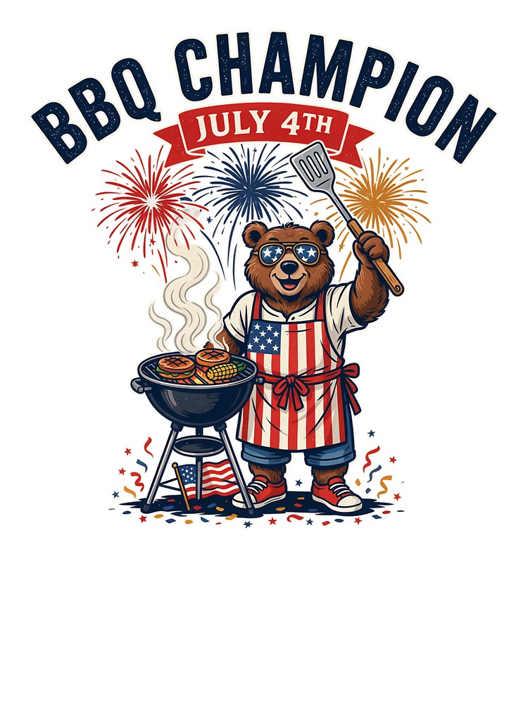 Independence Day - BBQ Champion July 4th Patriotic Bear Grilling by ArcticFoxStudio