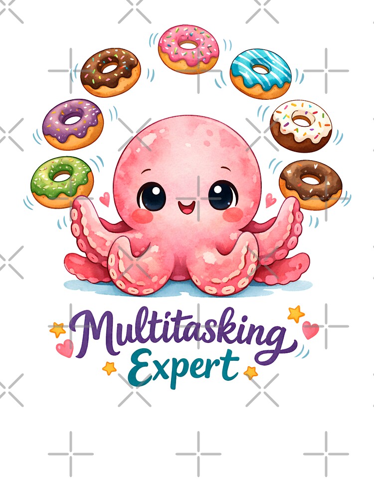 Cute Kawaii Octopus | Multitasking Expert Funny Ocean Animal Gift for Octopus Lovers | Watercolor Art by stylishdzign