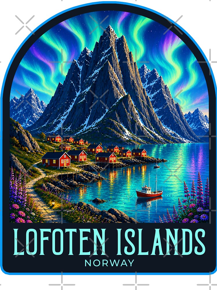 Lofoten Islands Vintage Travel Illustration by HomeLivingCo