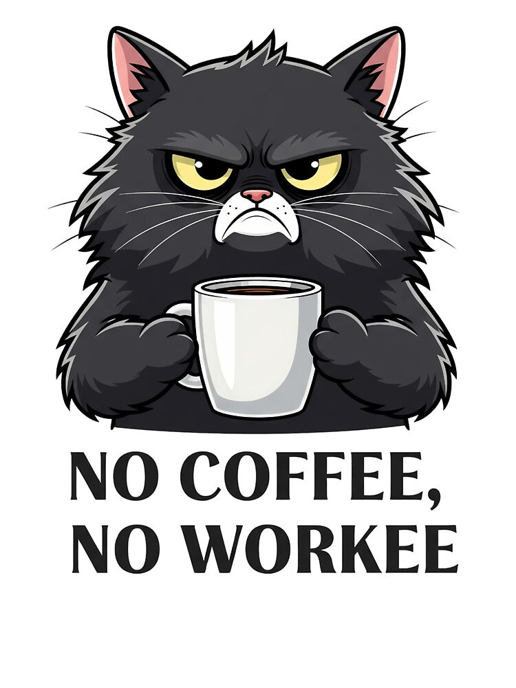 Funny Grumpy Cat Coffee Mug – No Coffee No Workee Meme Design by Red  Phone
