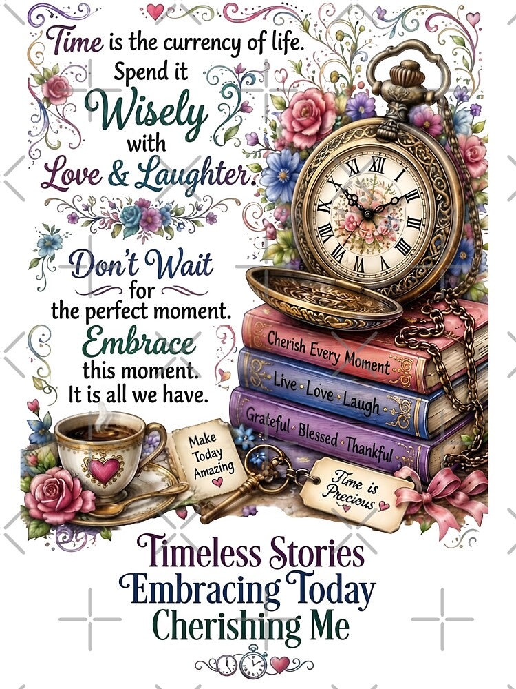 Time Is The Currency Of Life Vintage Clock Book Tok Reader by Sovereign Supply Co.