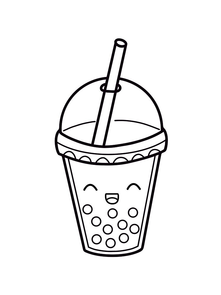 Cute kawaii bubble tea coloring page by IrinaCuteLab