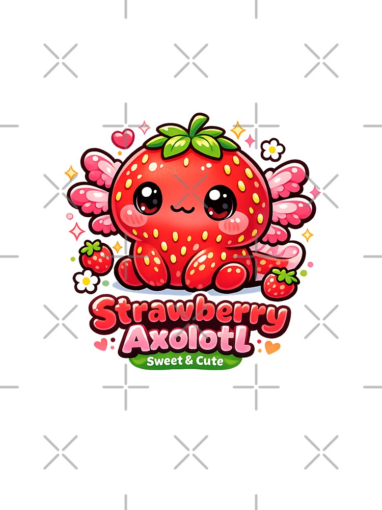 Strawberry Axolotl Kawaii T-Shirt – Cute Sweet Animal Aesthetic Design for Kawaii Lovers, Kids & Gift Buyers by GemBob Creations