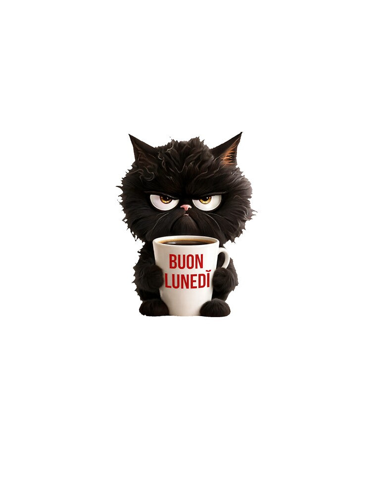 Gatto Nero Buon Lunedì - Grumpy Coffee Cat by RakyLaky