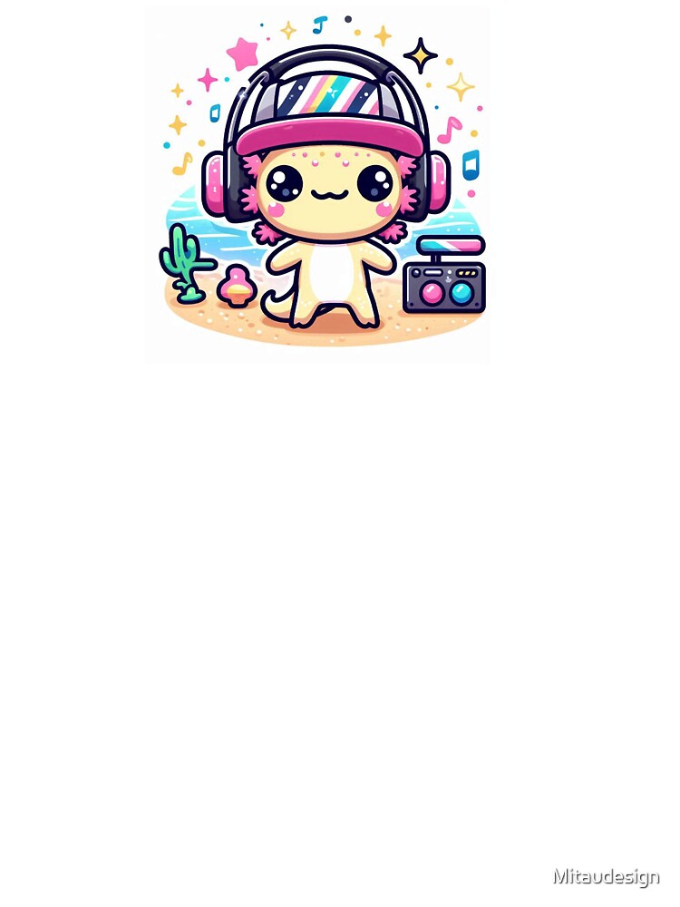 Cute Kawaii Axolotl Astronaut Dancing at Beach Party by Mitaudesign