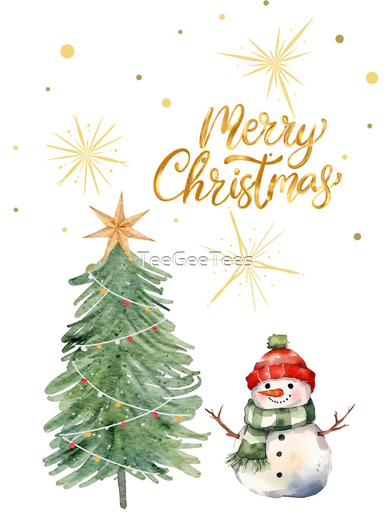 Merry Christmas Snowman and Tree by TeeGeeTees
