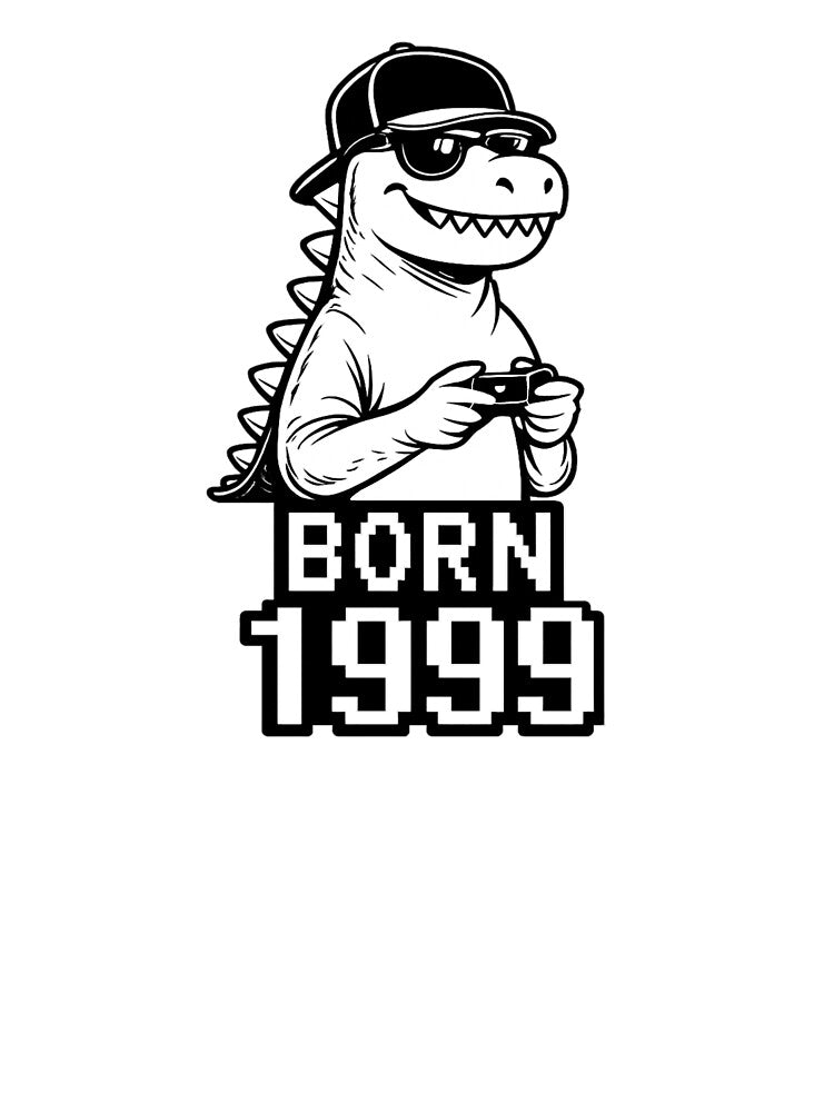 Born 1999 Gamer Dinosaur – Retro Gaming Streetwear Design by JEVANStudio