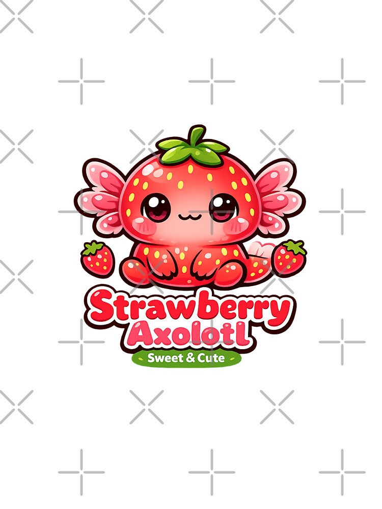 Strawberry Axolotl Kawaii T-Shirt – Cute Sweet Animal Design for Kawaii Lovers, Kids & Gift Buyers by GemBob Creations