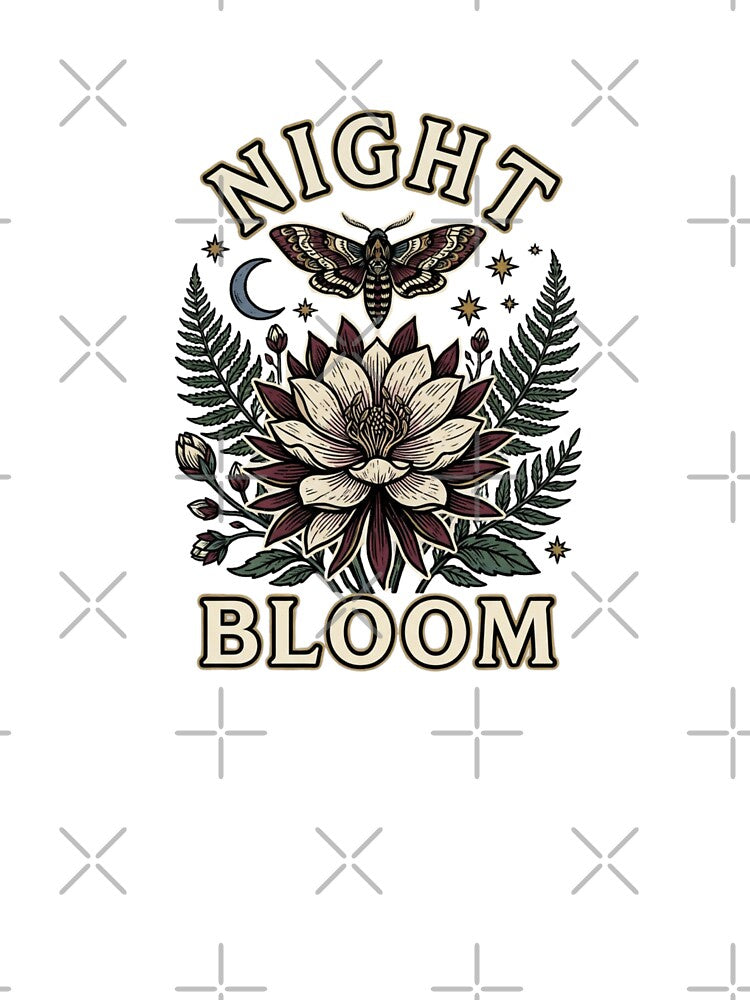 Night Bloom Botanical Moth Linocut by GoofyShopp