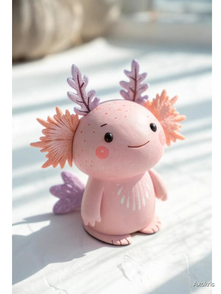 Kawaii axolotl in pastel colors, 3D clay style by Axokris