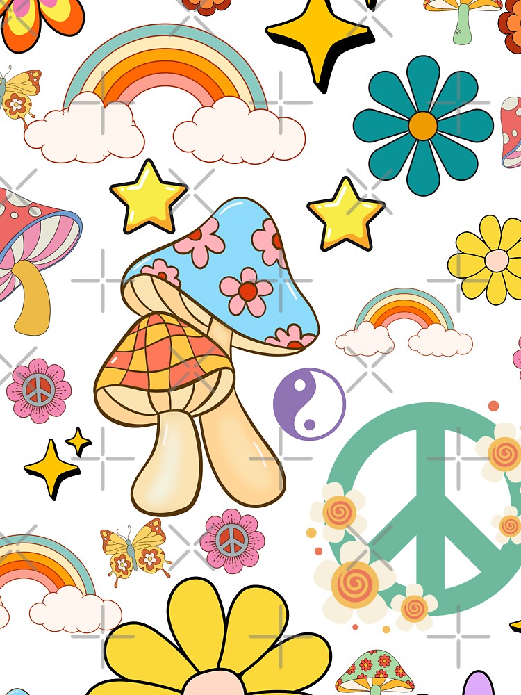 70s Groovy Flower Power Mushroom Pattern by wandsandwhimsy