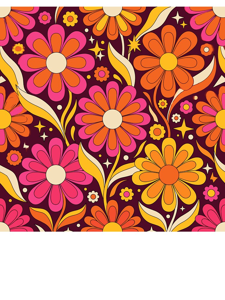 Groovy 70s Retro Daisy Flower Power Pattern by artistastshirt
