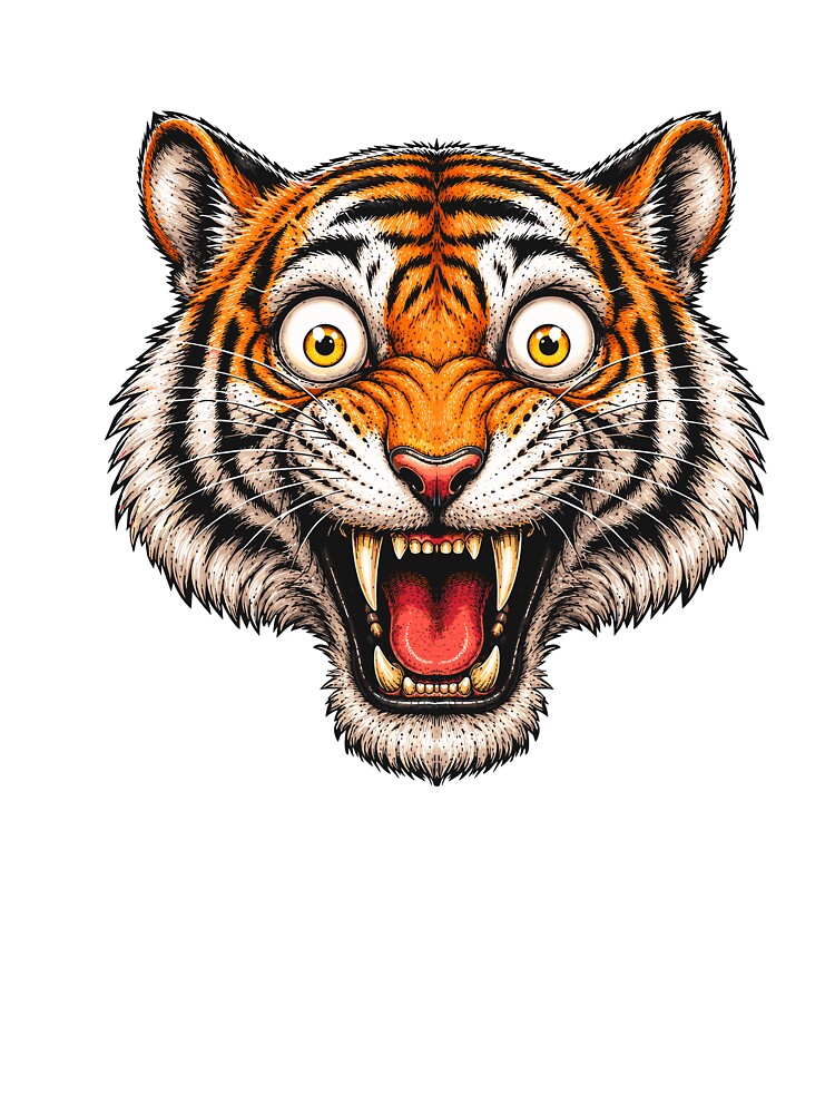 Funny Surprised Tiger Face Cartoon by Krincydigitalart