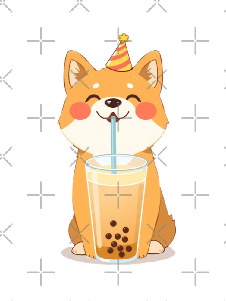 Shiba Inu Boba Tea 4 Milk Chocolate Party Hat happy birthday kawaii gift funny christmas happy by CheeseBlueprint